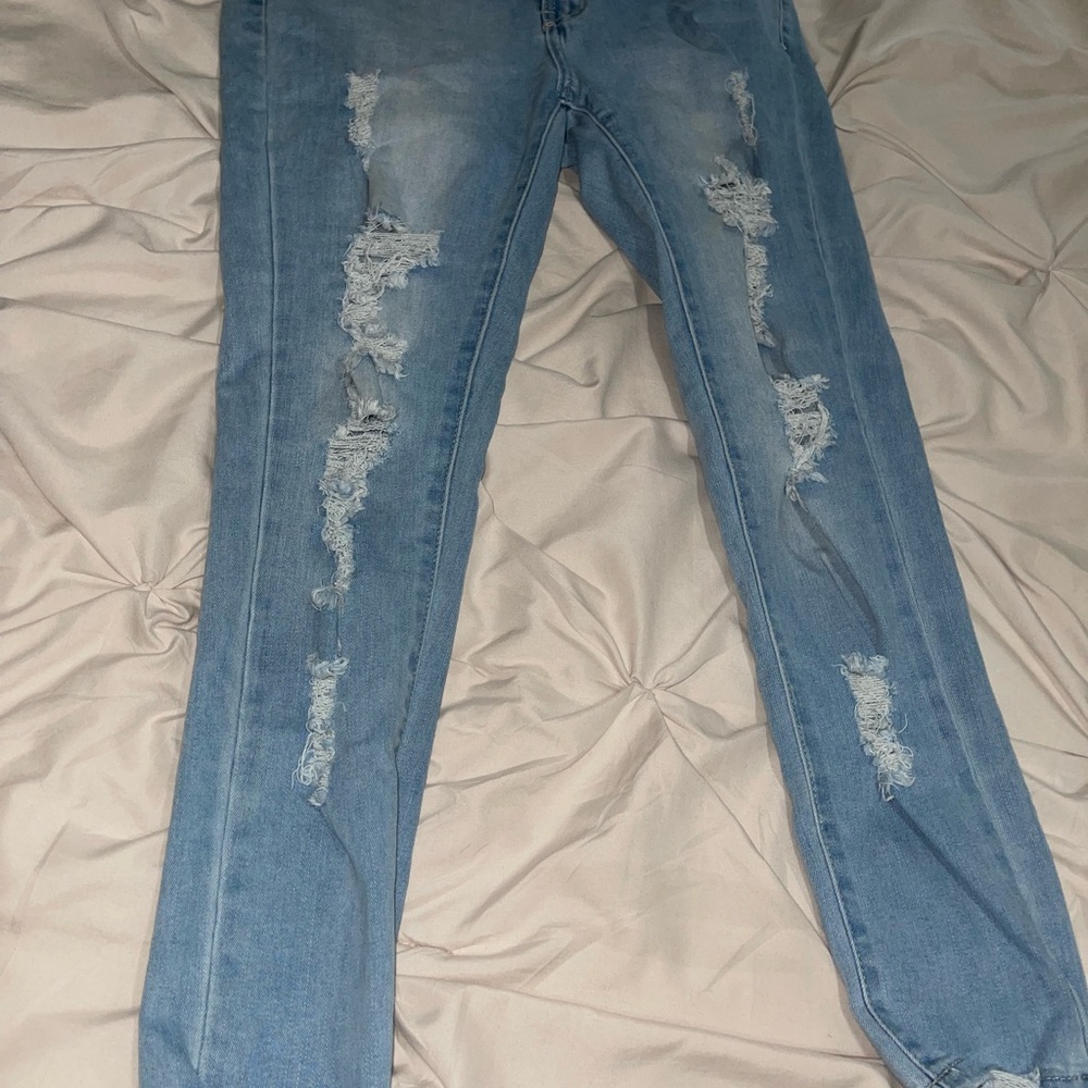Blue Skinny Distressed Jeans